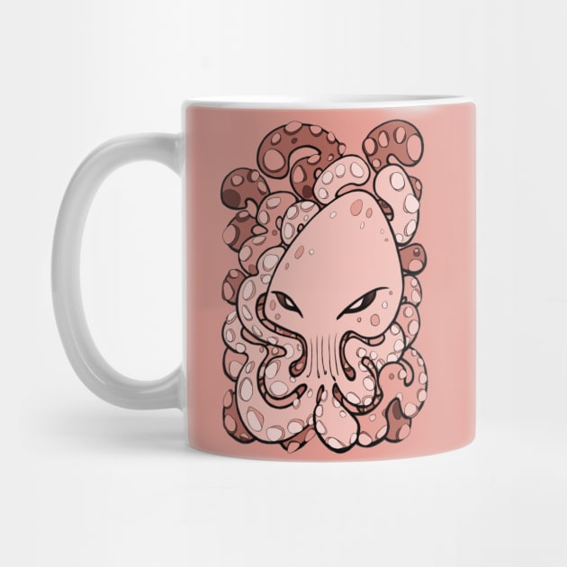 Octopus Squid Kraken Cthulhu Sea Creature - Blooming Dahlia Pink by BigNoseArt